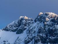Letzte Sonnenstrahlen an den Gipfeln der Scheibenwand
